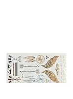 Ambiance Live Vinilo Decorativo Pack of temporary tattoos "Angel's wing" Oro/Plata