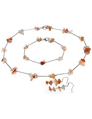 Hydia 925 Sterling Silver Tin Cup Necklace Bracelet Earrings Set with Agate