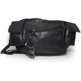 Leatherboss Jumbo Fanny Pack with Side Valcro Pockets - Black