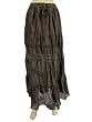 Womens Bohemian Brown 6 Tiered with Lace Work Bellydance Cotton Long Skirt