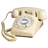 Electronics : 1960s Retro Style Desk Telephone with Rotary Dialler (IVORY)