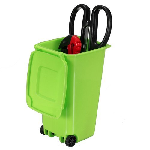 Water & Wood Trash Can and Recycling Mini Storage Bin Pen Holder (Green)
