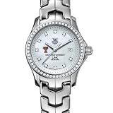 Texas Tech Womens TAG Heuer Link Watch with Mother of Pearl Diamond Dial and Diamond Bezel
