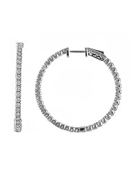 14K Yellow/White Gold 4 ct. Diamond Hoop Earrings