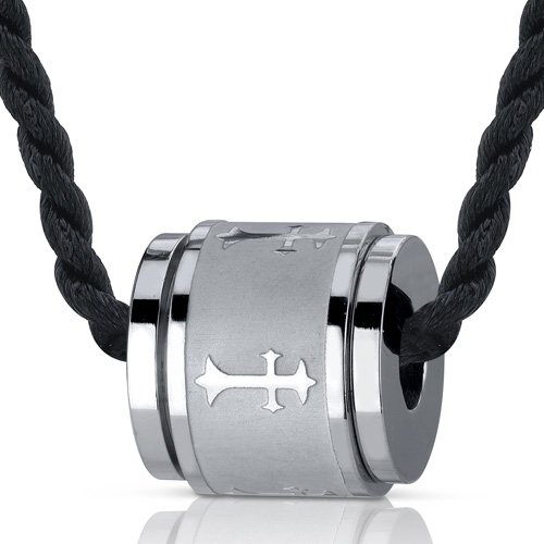Barrel of Faith: Stainless Steel Unisex Barrel Cross Pendant Necklace Free Shipping