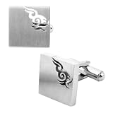 Men's Stainless Steel Cufflinks with Laser Precision Cut Out Of a Flame Design