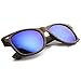 zeroUV Wood Printed Frame Wide Temple Square Colored Mirror Lens Horn Rimmed Sunglasses 58mm
