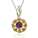 Yellow Gold Overlay Sterling Silver 6mm Round Amethyst Flower Pendant w/ Diamond Accent, 18