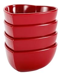 Zak Designs 4-Piece Heart Shaped Condiment Bowl Set, Red
