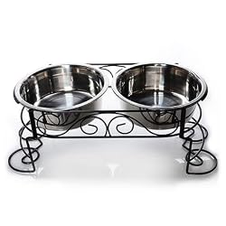 Spot Mediterranean Stainless Steel Double Diner Dog Dish