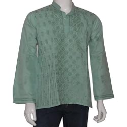 Mens Embroidered Casual Cotton Kurta Size M Chest 40 inches (gck178b)