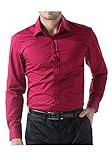 DOOXIUNDI メンズドレスシャツの長袖スリムフィット（14色と5つのサイズで利用できる） (XL, ローズレッド) [並行輸入品]