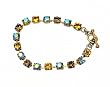 Bracelet - B127 - Swarovski (tm) Crystal Stones - Antique Gold Tone ~ Topaz Mix