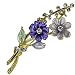 Daisy Bouquet Diamante Gold-Tone Brooch Pin - Blue