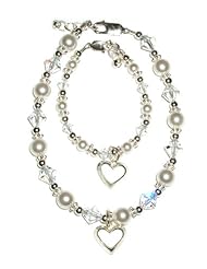 Made in America! Mom and Me, Mother & Daughter, Pearl W/crystal (Hearts Entwined). Baby Bracelet Size Small 0-12 Months