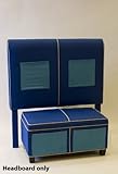 IMAGE OF Kids Boys Twin Size Headboard with Pockets in Blue Fabric
