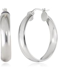 Sterling Silver 1/2 Round Hoop Earrings, 4mmx25mm
