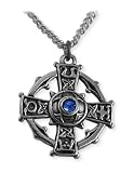 Raith Gras Blue Crystal Cross Necklace