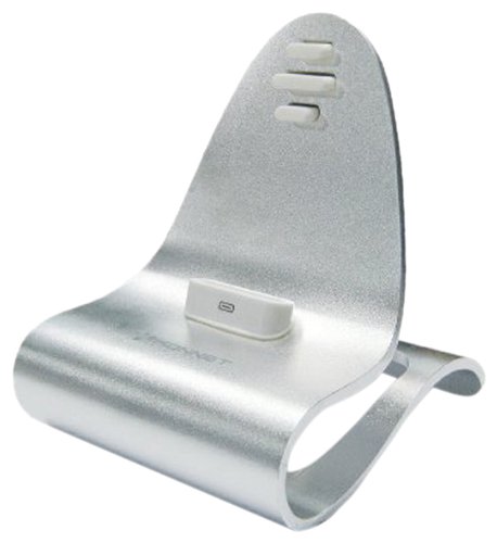 KONNET iCrado Plus Metal Charging Dock Cradle Stand with Charge and Sync Cable for iPhone 4 - iPhone 3Gs - iPhone 3G - iPhone and iPod (Silver)