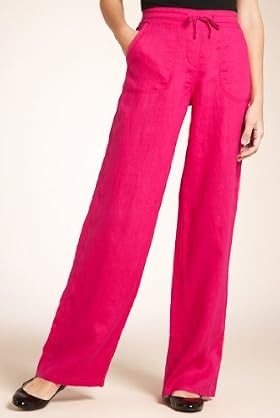 Pure Linen Drawstring Beach Trousers