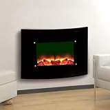 1200w Wall Mountable Electric Fireplace With Curved Glass Screen