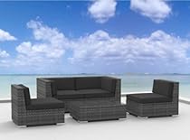 Big Sale Urban Furnishing - RIO 5pc Modern Outdoor Backyard Wicker Rattan Patio Furniture Sofa Sectional Couch Set - Charcoal