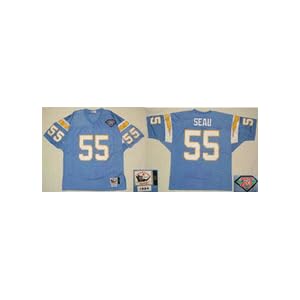 Buy Junior Seau 1994 San Diego Chargers #55 Authentic Throwback Mitchell and Ness NFL Football Jersey...