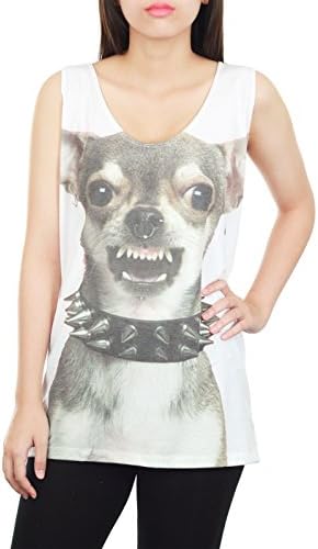 Women's Chihuahua Rock Puppy Dog Animal Print Tank Top Tank Top Size M