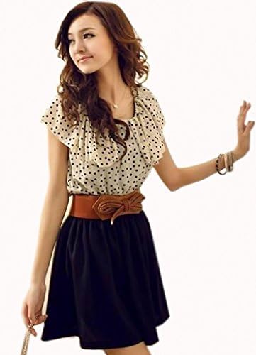 LEEMANSHA @ Polka Dots Ruffle Splicing Mini Dress S