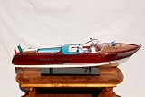 Review Handcrafted Model Ships  / Riva Aquarama Blue Seats Speedboat Can be converted to RC