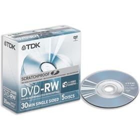 TDK DVD-RW 8cm for Video Camera Single-sided 30 Minutes Ref DVD-RW14SPEB5 [Pack 5]