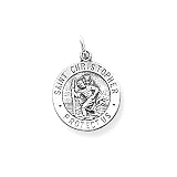 Sterling Silver St. Christopher Medal with polished, antique and satin finish includes a 18" chain