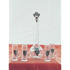 Frieling - Zinn/Glas Obstler-Set 5-tlg.