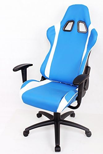 EZ Lounge Racing Car Seat Office Jeep Chair Blue/White Leather Game chair