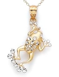 14kt Two Tone Frog Pendant - Chain Included in 14 kt Two Tone Gold
