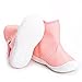 Enteer Infant Baby Girls' Soft Rubber Sole Anti-Slip Warm Winter Prewalker Leather Toddler Boots (7-12 Months, pink)