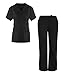 G Med Women's Y-Neck Scrub Top and Pant 2 PC Fashion Sets