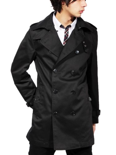 トレンチコート アウター ジャケット (Ｌ, ブラック)