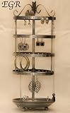 Earring Tree, Holder, Organizer, Antique Pewter (muted silver) Metal, Circular, Round, Turns Manually, Rotates, Holds 45 Pair of Earrings Plus More! Earring-Go-Round, Patent Protected, Est. 2009