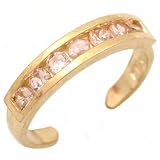 14K Gold Pink CZ Channel Set Toe Ring Body Foot Jewelry