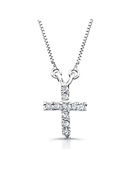 Victoria Kay 14k White Gold Diamond Cross Necklace (1/10cttw, JK, I2-I3), 16"