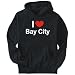 Hoodie Mens Black "I LOVE Bay City " Usa Cities X-Large