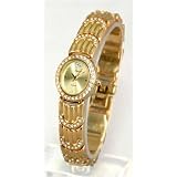 Geneve Womens Watch Gold-tone Swiss-Quartz Watch with Austrian Crystals Model GEN-2002-W