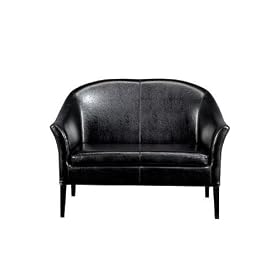 Leather Monte Carlo Love Seat, 31.5Hx46W, BLACK by Home Decorators Collection