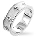 White Enamel Unisex CZ Silver Ring Band