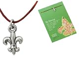 Lucky Feather "Be Strong" Lucky Red String Fleur De Lis Necklace on Inspirational Gift Card