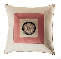 Decorative Cream / Pink Square Patterned Cushion Cover