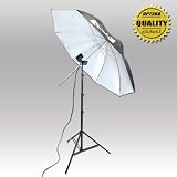 Opteka 45-inch Translucent/Satin Photographic Lighting Umbrella with Porcelain Socket Set (Removable Black Cover and Reflectable Silver Backing)