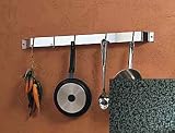 Rogar 1101 24 Inch Bar Rack - Hammered Steel with 4 Chrome Regular Hooks