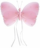 18 Pink Ribbons Butterfly nylon hanging ceiling wall baby nursery room wedding decor decoration